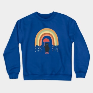 Rainbow cat colorful rain day Crewneck Sweatshirt